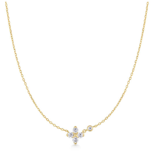  Starlit Drops - Link necklaces - Silver / 14kt GP - Zirconia - 45cm
